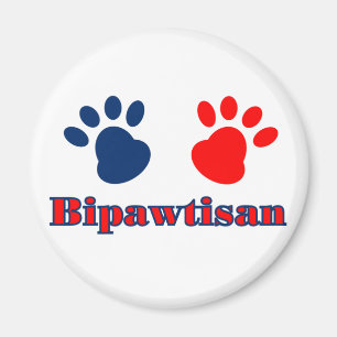 Bipawtisan Funny Dog Paws in Red Blue Politics Magnet