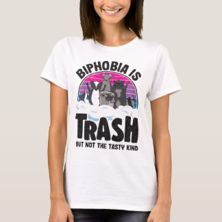 Biphobia Is Trash Opossum Raccoon Bisexual Flag Bi T-Shirt