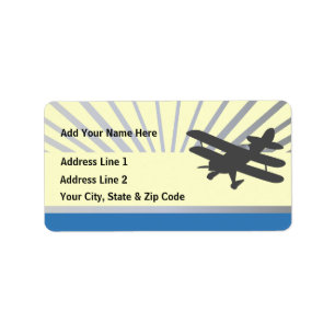 Biplane Airplane Label