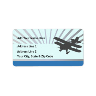 Biplane Airplane Label