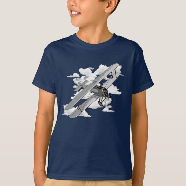 Biplane and clouds T-Shirt (Front)
