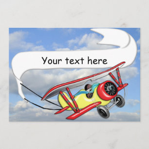 Biplane Towing Banner Customizable Invitation