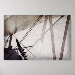 Biplane Wing Abstract Antique Airplane Art Poster