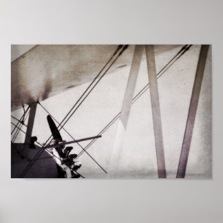 Biplane Wing Abstract Antique Airplane Art Poster