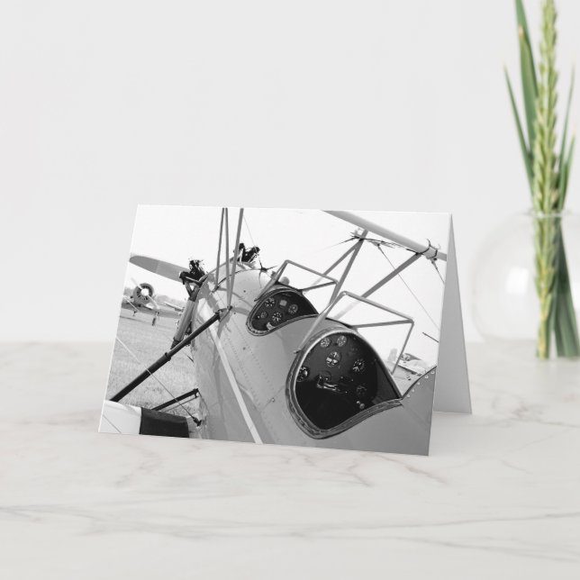 Biplanes Cockpit Black and White Card (Front)