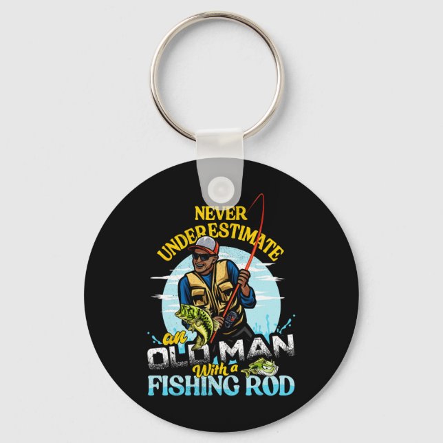 Bipoc Byss Fishing Birthday Tee Never Underestimat Keychain (Front)