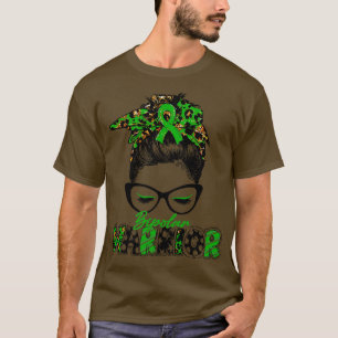 Bipolar Awareness Warrior Women Glasse Messy Bun L T-Shirt