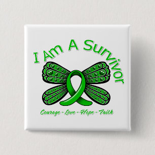 Bipolar Disorder Butterfly I Am A Survivor 2 Inch Square Button
