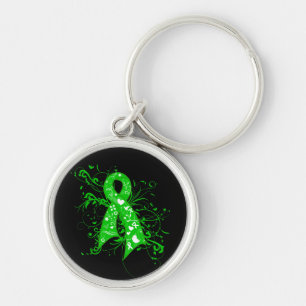 Bipolar Disorder Floral Swirls Ribbon Keychain
