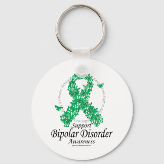 Bipolar Disorder Ribbon of Butterflies Keychain