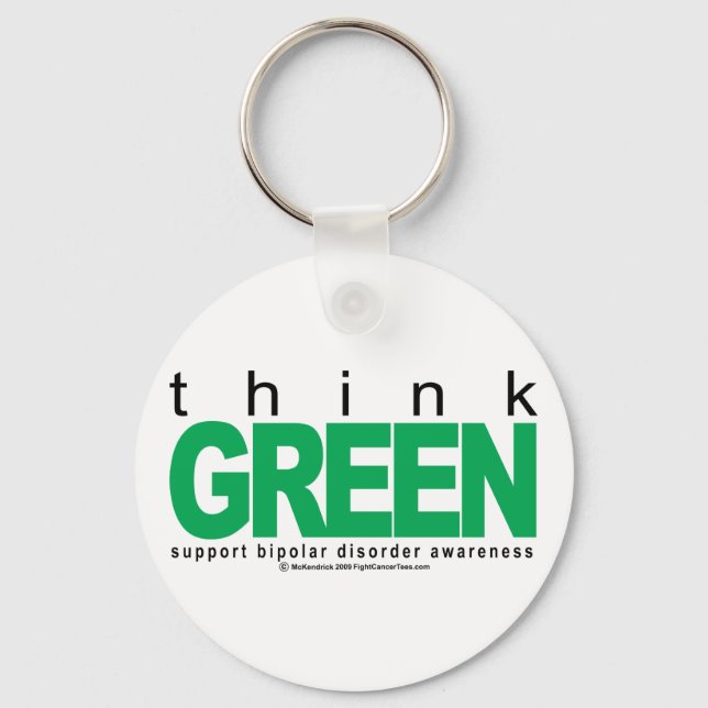 Bipolar Disorder THINK Green Keychain (Front)