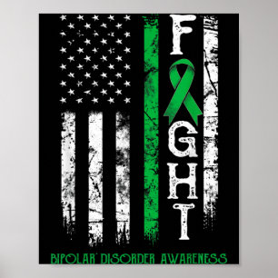 Bipolar Disorder Warrior Us Flag Poster
