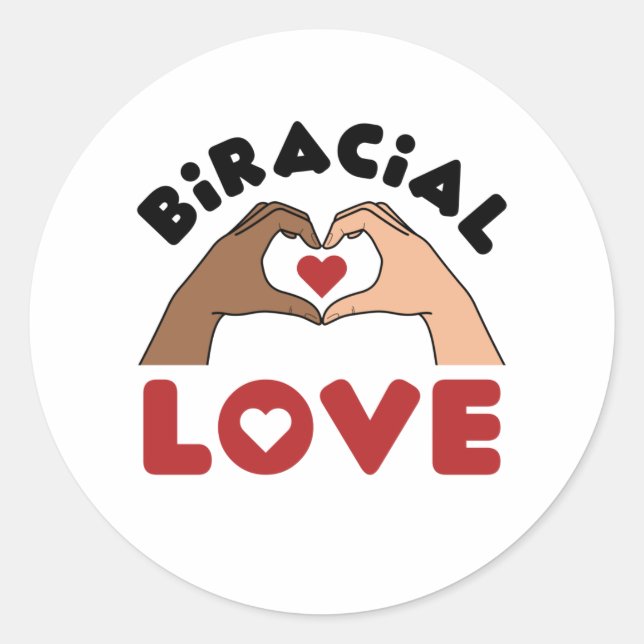 Biracial Love Mixed Race Couple Classic Round Sticker (Front)