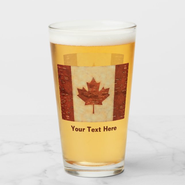 Birch Bark Canadian Flag Glass (Front Filled)