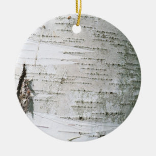 Birch bark ceramic ornament