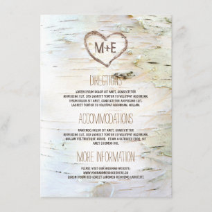 Birch Bark Heart Rustic Wedding Information Enclosure Card