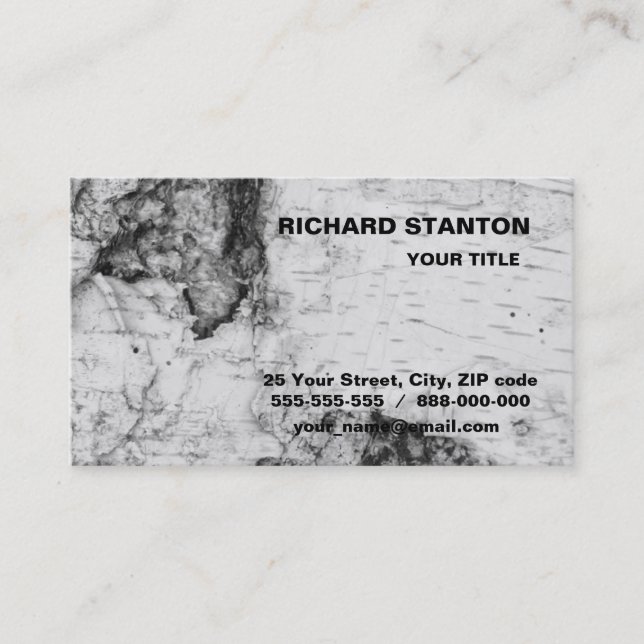 Birch bark pattern business card (Front)