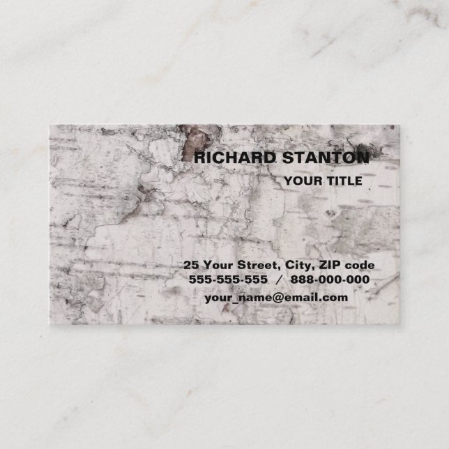 Birch bark pattern business card (Front)