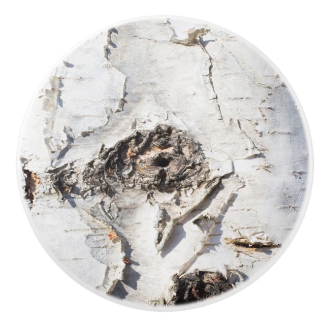 Birch bark pattern ceramic knob (Front)