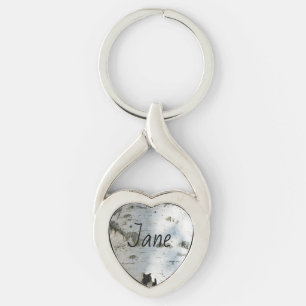 Birch bark pattern keychain