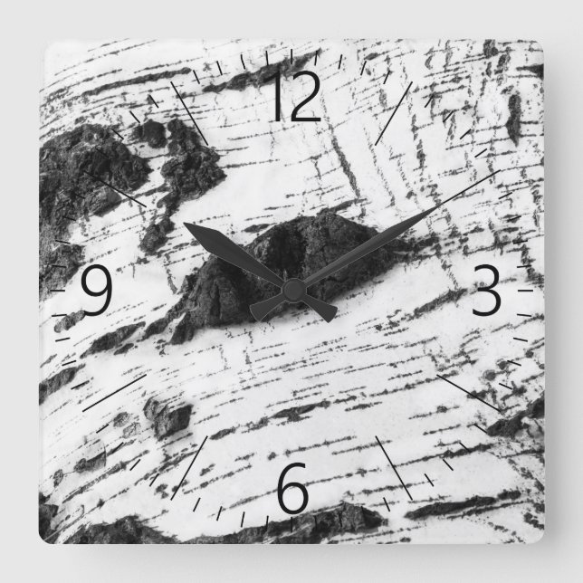 Birch bark pattern square wall clock (Front)