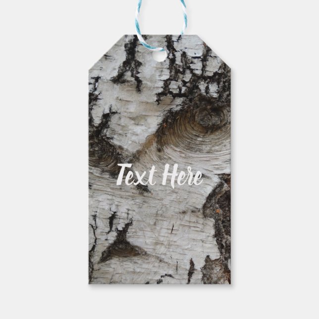 Birch Bark  Photo Cutom  Gift Tag (Front)
