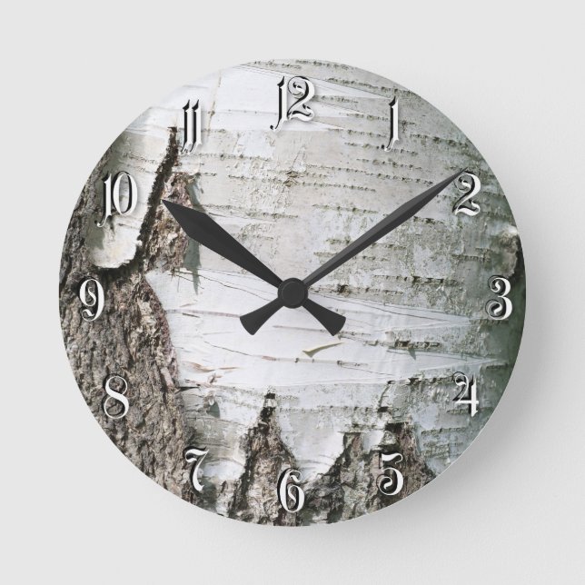 Birch bark round clock (Front)