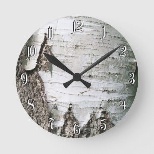 Birch bark round clock