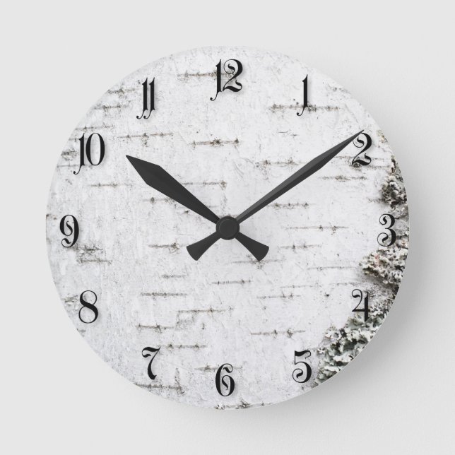 Birch bark round clock (Front)