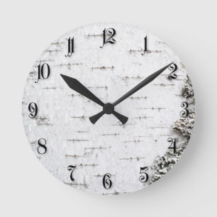 Birch bark round clock