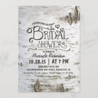 birch bark rustic country bridal shower invitation