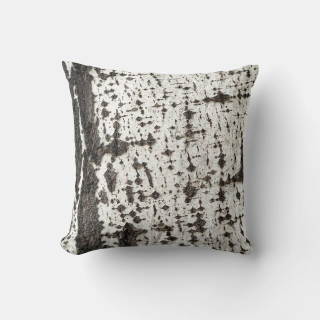 Birch bark tree throw pillow (Front)