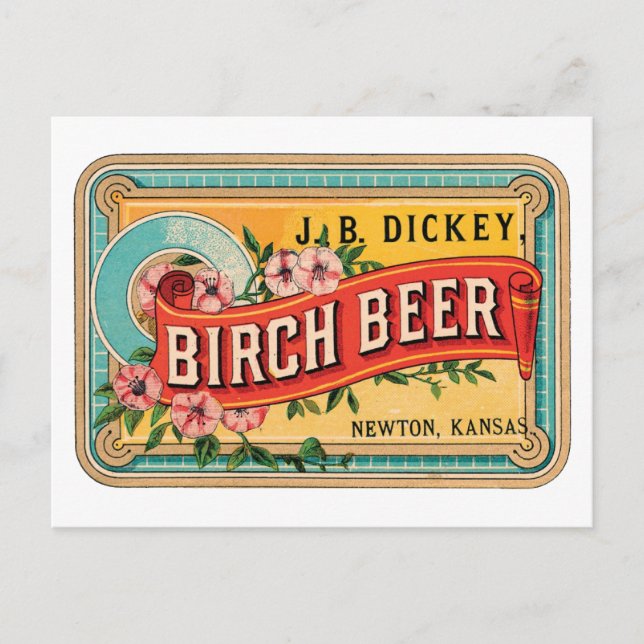 Birch Beer JB Dickey, Newton Kansas Postcard (Front)