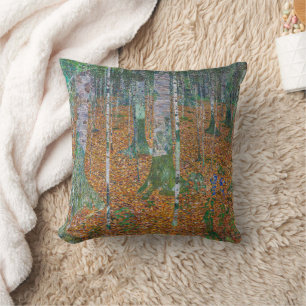 Birch Forest & Beech Grove   Gustav Klimt   Throw Pillow
