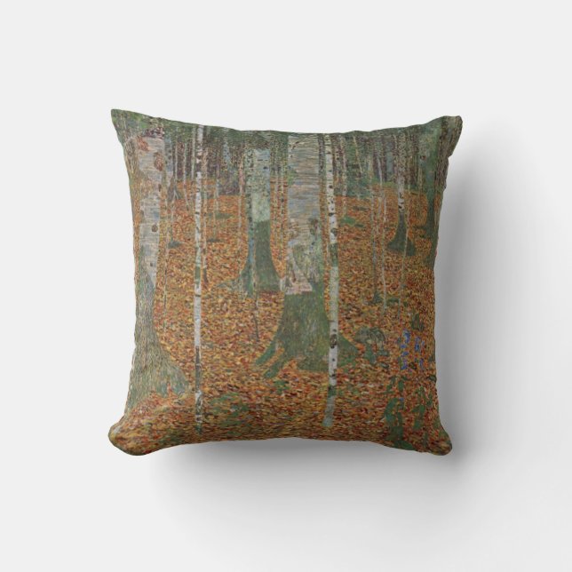 Birch Forest by Gustav Klimt Throw Pillow (Front)