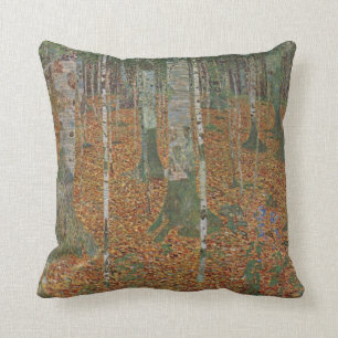 Birch Forest by Gustav Klimt Throw Pillow