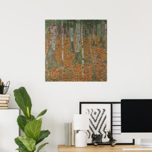 Birch Forest by Gustav Klimt, Vintage Art Nouveau Poster
