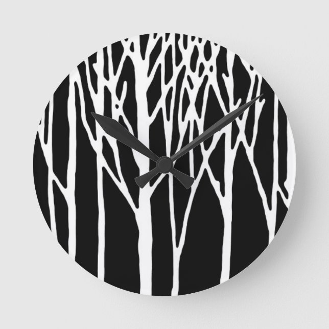 Birch Forest by Leslie Peppers Round Clock (Front)