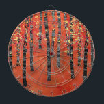 Birch Forest Landscape Dartboard<br><div class="desc">A contemporary landscape painting of a birch or aspen tree forest in rich tones of red,  orange and yellow.  Original art by Nic Squirrell.</div>