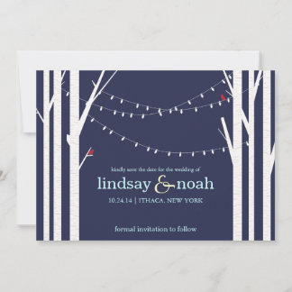 Birch Forest Navy Save the Date Announcements