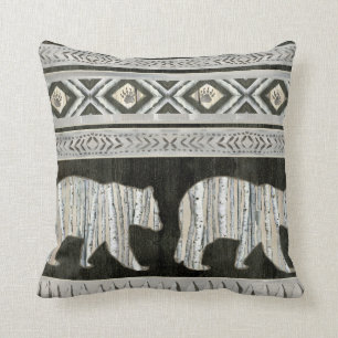 Birch Forest Sophisticated Lodge Bear Paw Pattern Throw Pillow