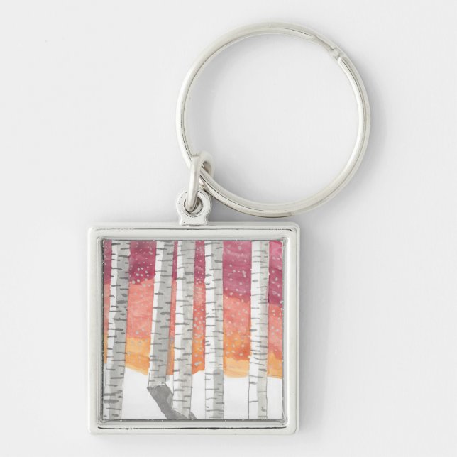Birch In The Snow Keychain (Front)