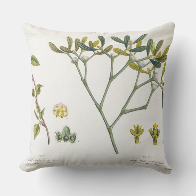 Birch (left) and Mistletoe (right), fig. 9 and 10 Throw Pillow (Front)