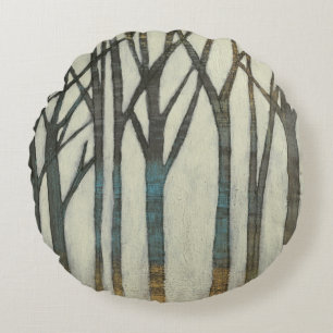 Birch Line I Round Pillow