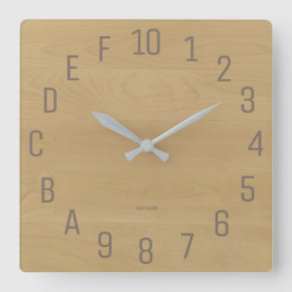 Birch-Look Hexadecimal Geek Square Wall Clock