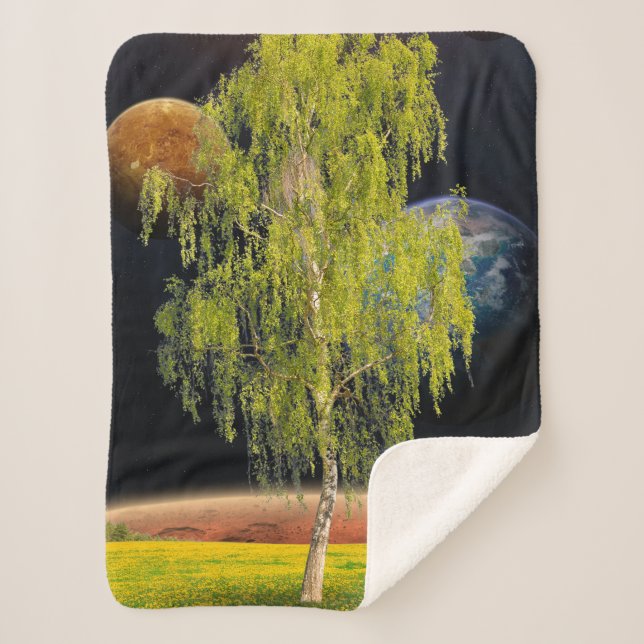 Birch of Two Worlds Sherpa Blanket (Front)