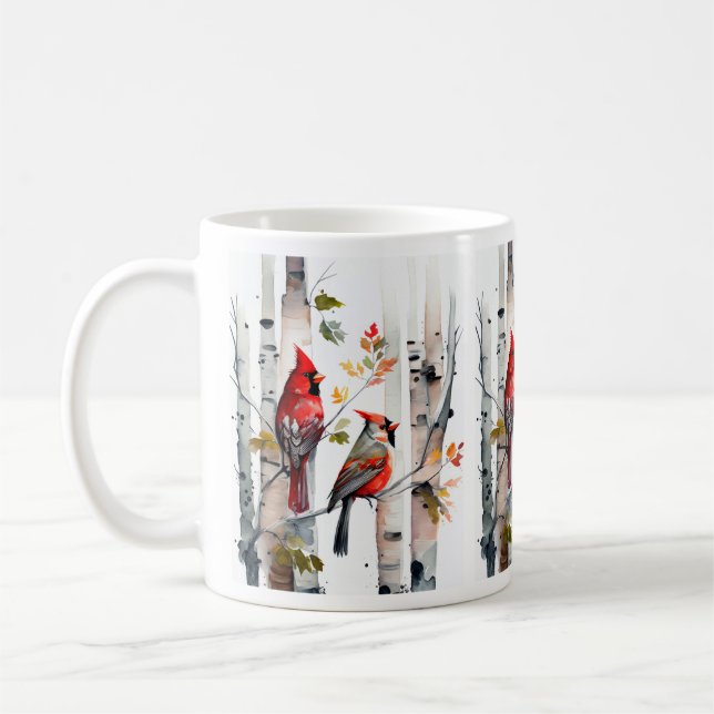 Birch Tree and Cardinals Mug (Left)
