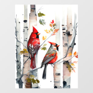 Birch Tree and Cardinals Window Cling