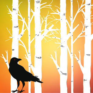 Birch Tree and Crow T-Shirt
