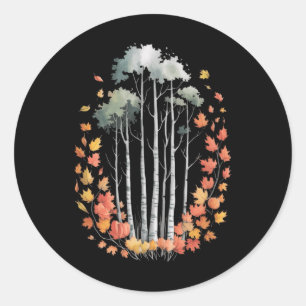 Birch Tree Autumn Lover Fall Season Autumn Leaves Classic Round Sticker